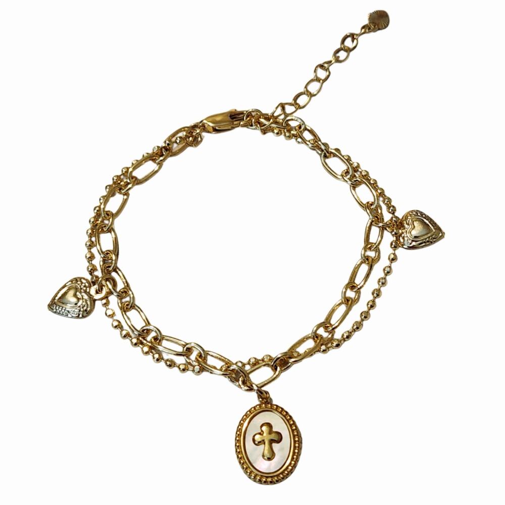 Cross Charm Bracelet in Gold